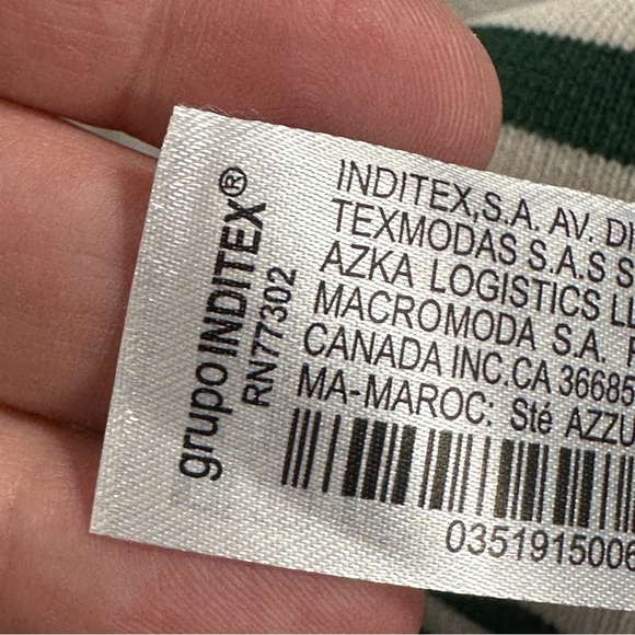 Zara XS green/white striped cropped turtleneck, stretchy, long sleeve - Picture 7 of 14